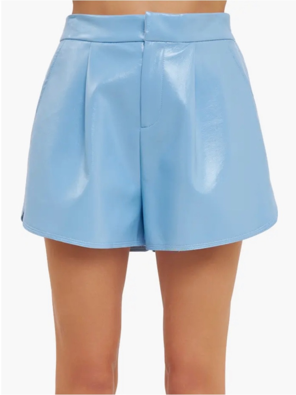 Grey Lab High Waisted Faux Leather Shorts Powder Blue Size Medium